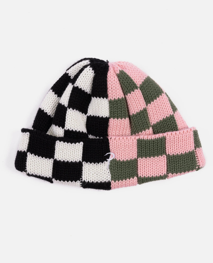 Patta Split Two Tone Knitted Beanie (Sea Salt/Begonia Pink) Patta