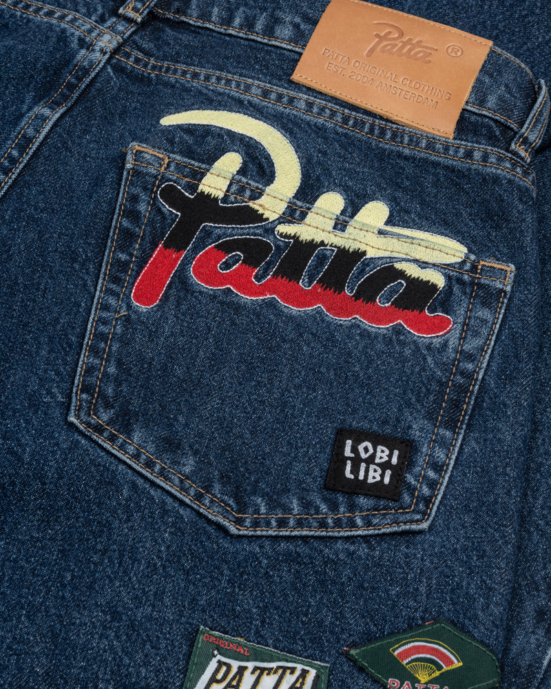 Patta Whole Lotta Labels Denim Pants (Light Blue Denim)