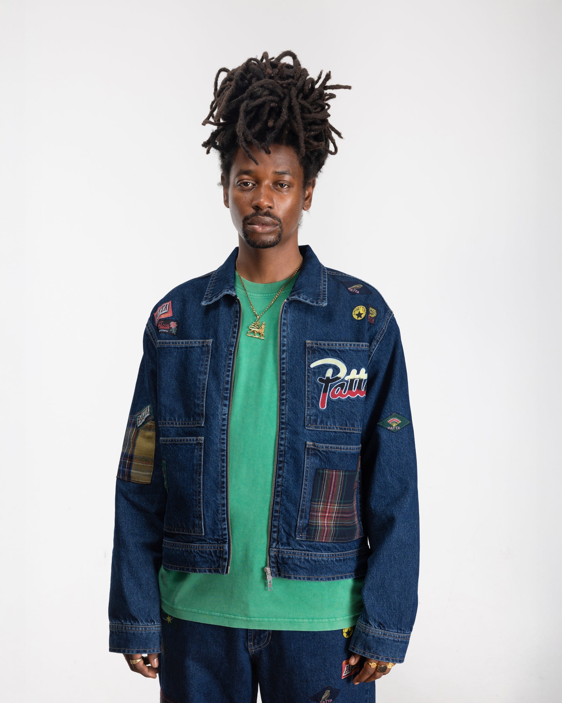 Patta Whole Lotta Labels Denim Jacket (Light Blue Denim)