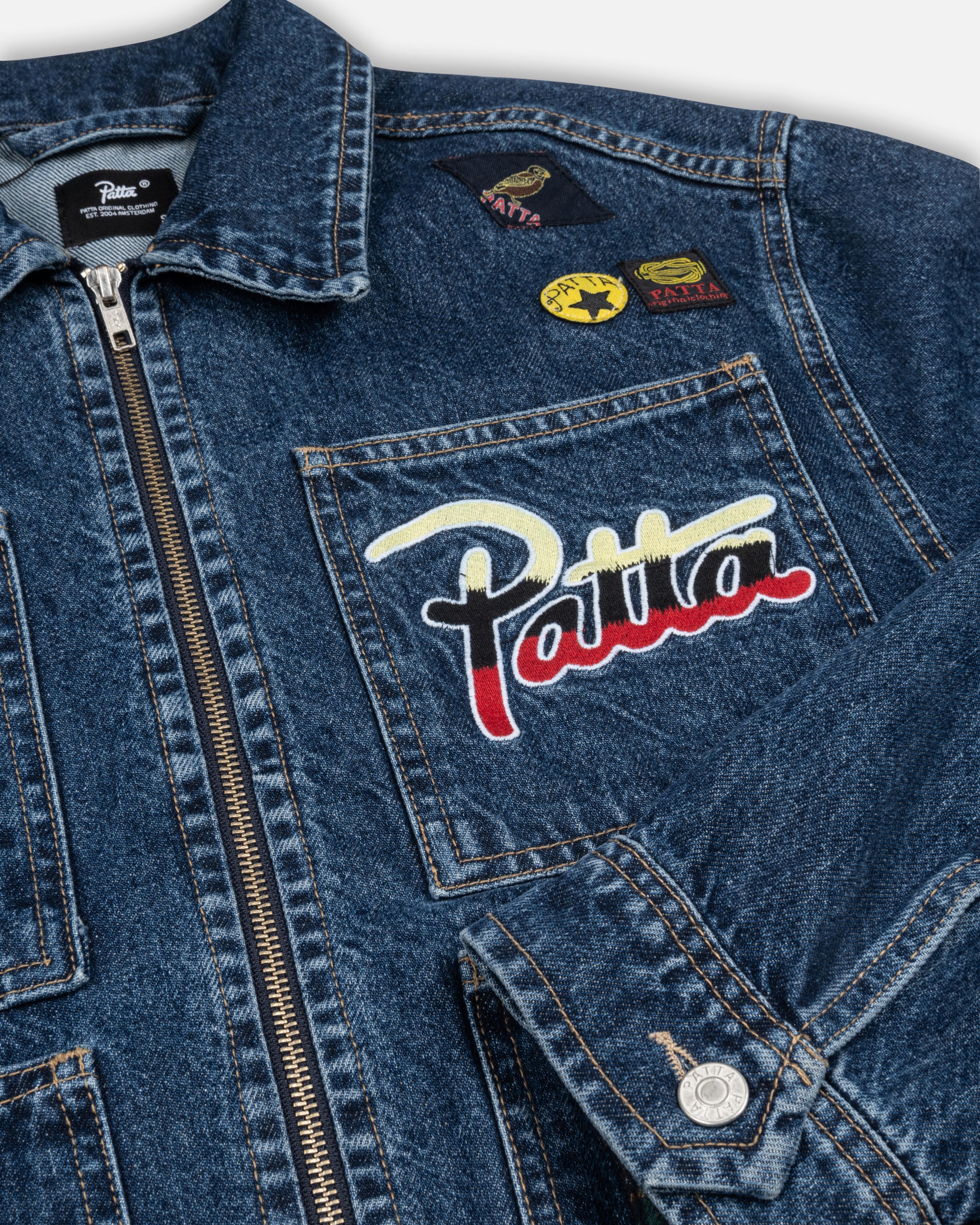 Patta Whole Lotta Labels Denim Jacket (Light Blue Denim)