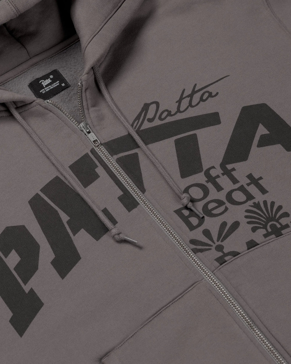 Patta Off Beat Zip Up Hooded Sweater (Brushed Nickel) Patta