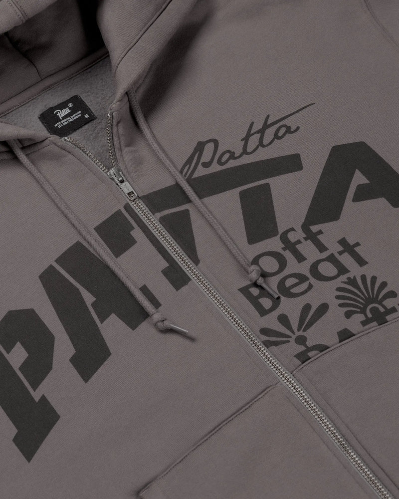 Patta Off Beat Zip Up Hooded Sweater (Brushed Nickel) Patta