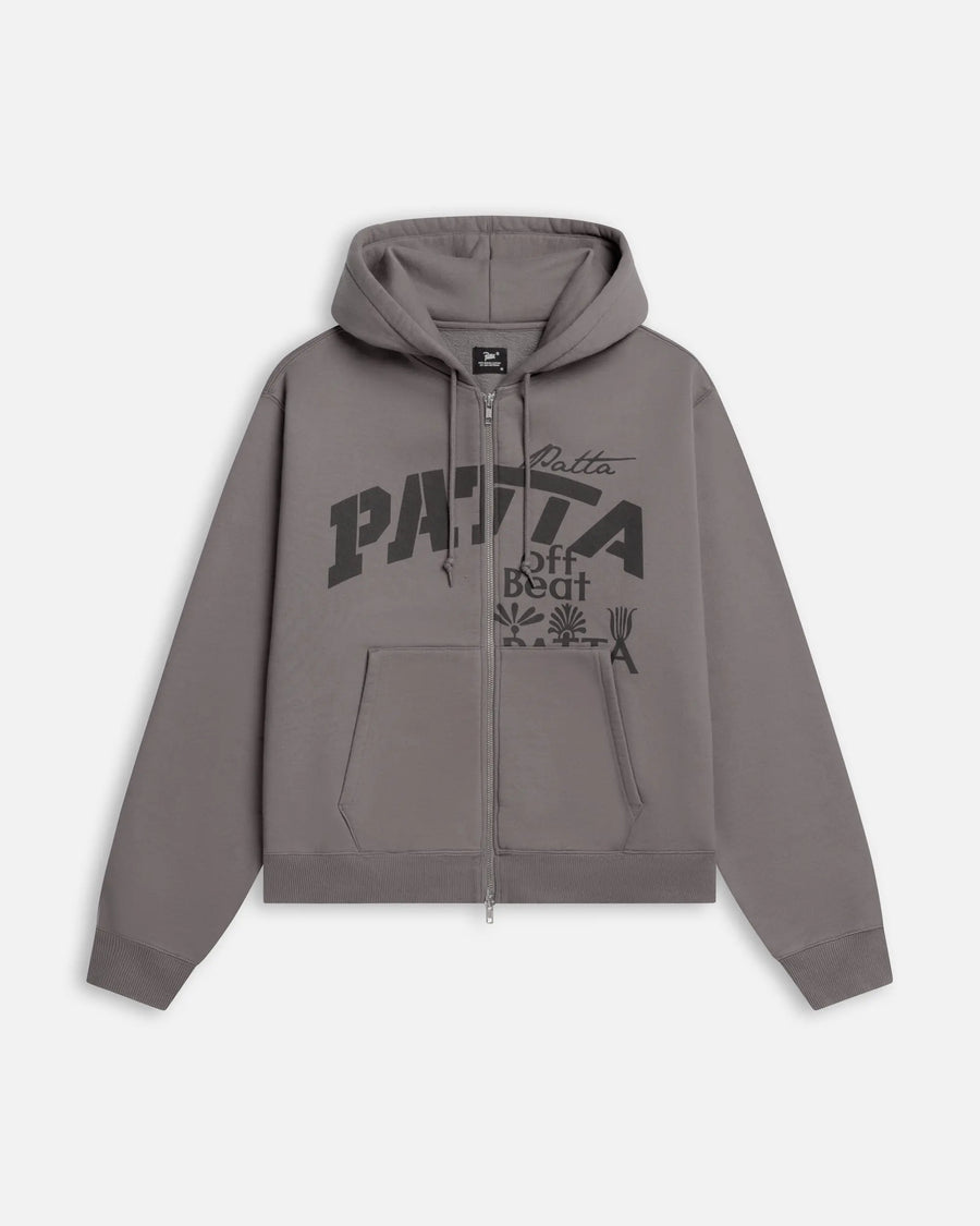 Patta Off Beat Zip Up Hooded Sweater (Brushed Nickel) Patta