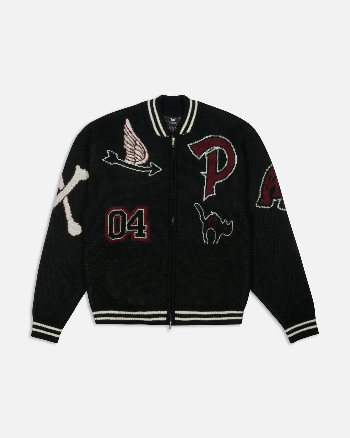 Patta Ribbed Knitted Cardigan (Grey Pinstripe) Patta