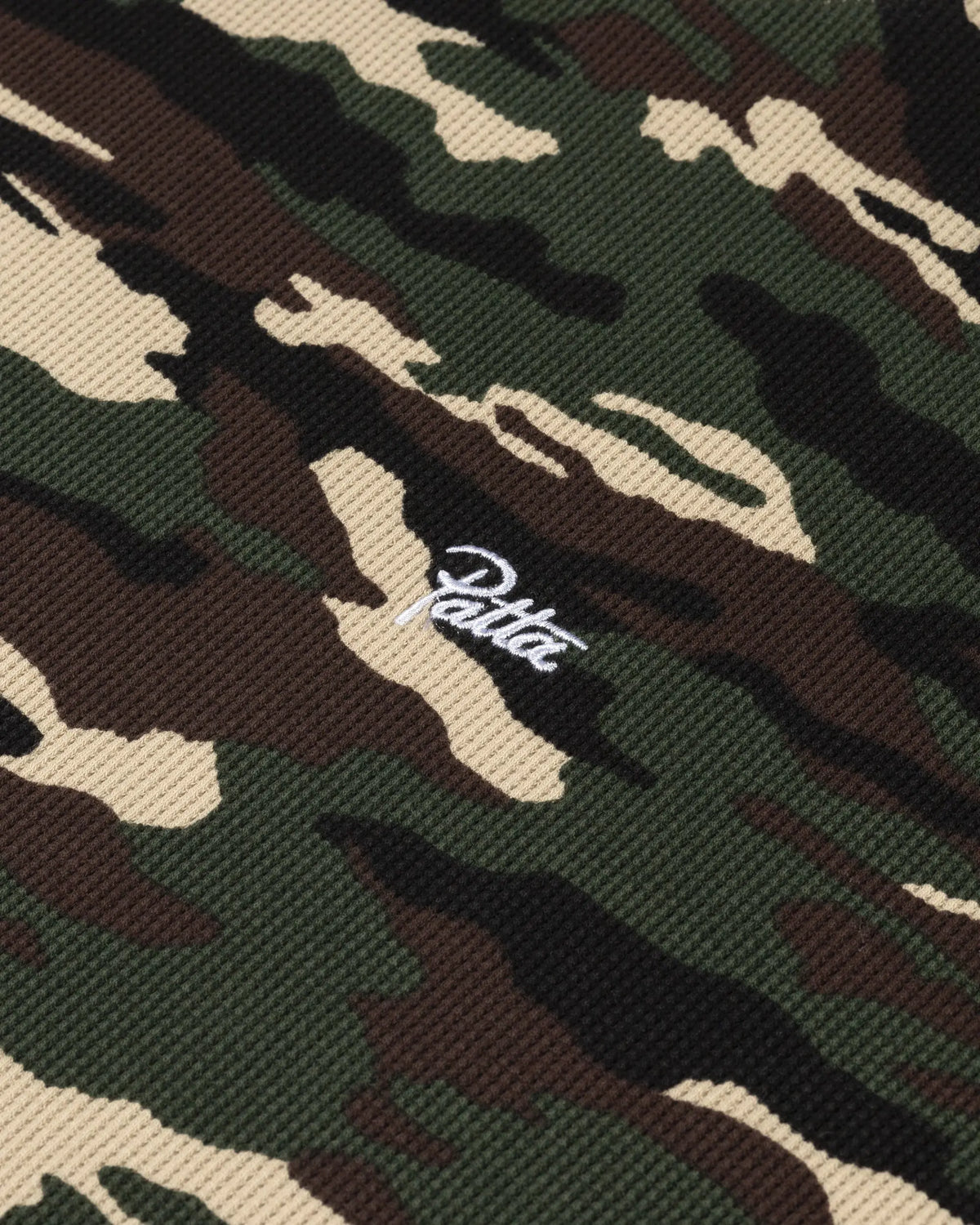Patta Waffle Script Logo T-Shirt (Woodland Camo) Patta